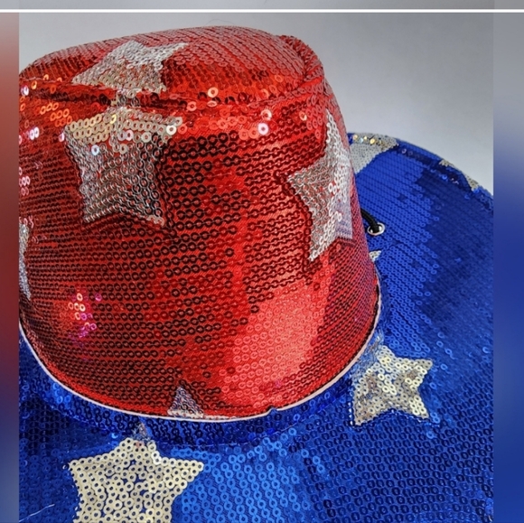 PATRIOTIC SEQUIN COWBOY HAT WITH LIGHTS - Picture 2 of 4